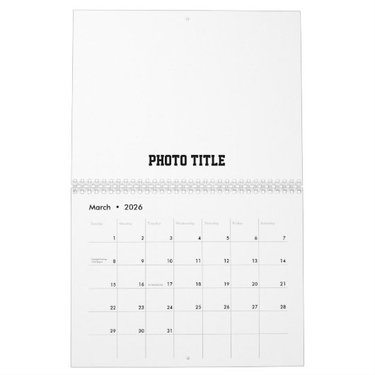 Aangepaste kalender met foto en tekst (Mar 2026)