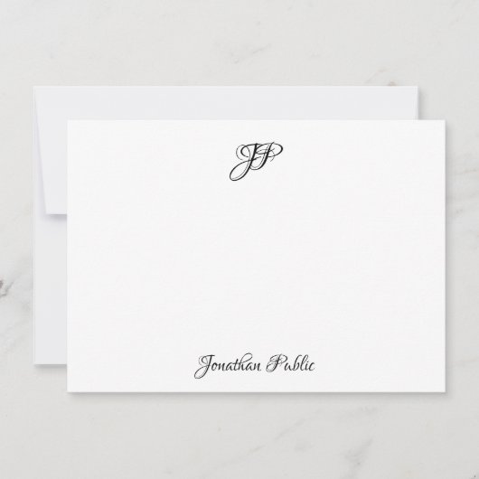 Aangepaste kalligrafeerde naam Elegant Monogram Notitiekaartje (Voorkant)