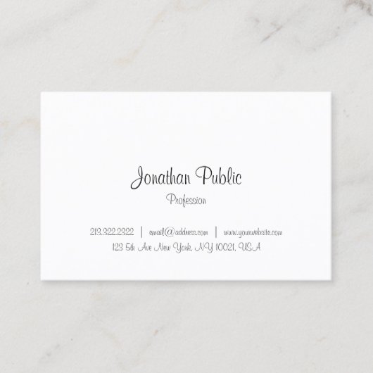 Aangepaste kalligrafie Elegant Modern Minimalist Visitekaartje (Voorkant)