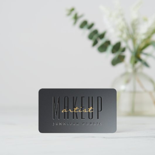 Aangepaste kalligrafie Gold Script Make-up Artist Visitekaartje (Staand voorkant)