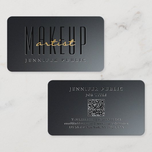 Aangepaste kalligrafie Gold Script Make-up Artist Visitekaartje (Voorkant / Achterkant)