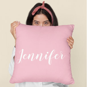 Aangepaste kalligrafie Jennifer Name Design Pink Kussen