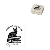 Aangepaste kalligrafie naam, bibliotheek kat boek  rubberstempel (Gestempeld)