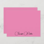 Aangepaste kalligrafie Naam Modern Elegant Roze Notitiekaartje (Voorkant / Achterkant)