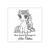 Aangepaste kalligrafie Pony Bookplate Rubberstempel (Afrduk)