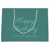 Aangepaste kalligrafie Script Happy Birthday Blauw Groot Cadeauzakje (Voorkant)