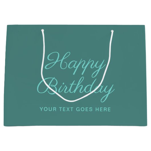 Aangepaste kalligrafie Script Happy Birthday Blauw Groot Cadeauzakje (Voorkant)