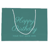 Aangepaste kalligrafie Script Happy Birthday Blauw Groot Cadeauzakje (Achterkant)