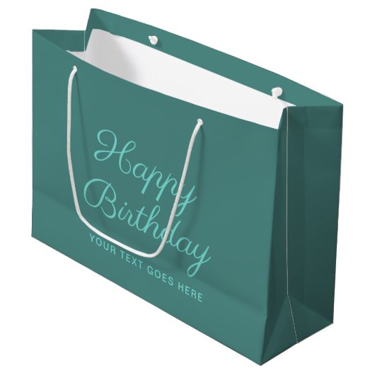 Aangepaste kalligrafie Script Happy Birthday Blauw Groot Cadeauzakje (Voorkant Gekanteld)