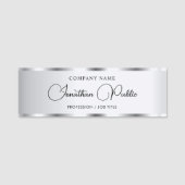 Aangepaste kalligrafie Script Sjabloon Elegant Sil Naamplaatje (Voorkant)