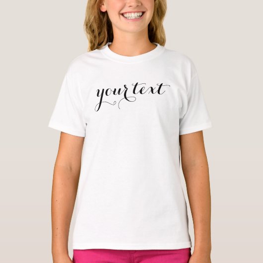 Aangepaste kalligrafie Script Tekst Meisjes Sjablo T-shirt (Voorkant)