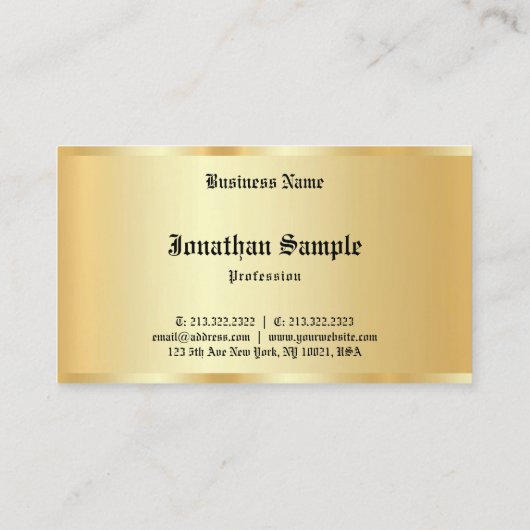 Aangepaste kalligrafiescript Faux Gold Glam Sjablo Visitekaartje (Achterkant)