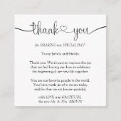 Aangepaste kalligrafische foto Hartelijk dank Informatiekaartje (Voorkant)