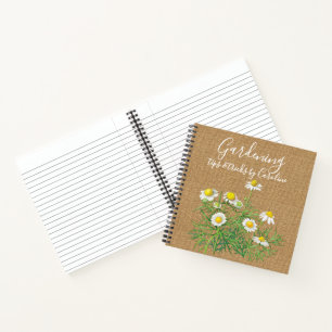 Aangepaste  kamillebloemen Faux Jute Burlap Notitieboek