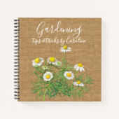 Aangepaste  kamillebloemen Faux Jute Burlap Notitieboek (Voorkant)