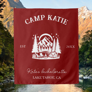 Aangepaste Kamp Bachelorette Feest Camping Bruids- Wandkleed