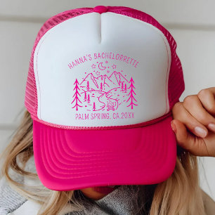 Aangepaste kamp bachelorette-feest camping hut bru trucker pet