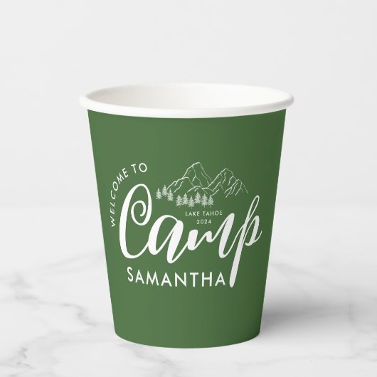 Aangepaste Kamp Bachelorette Feest Moderne Landeli Papieren Bekers (Voorkant)
