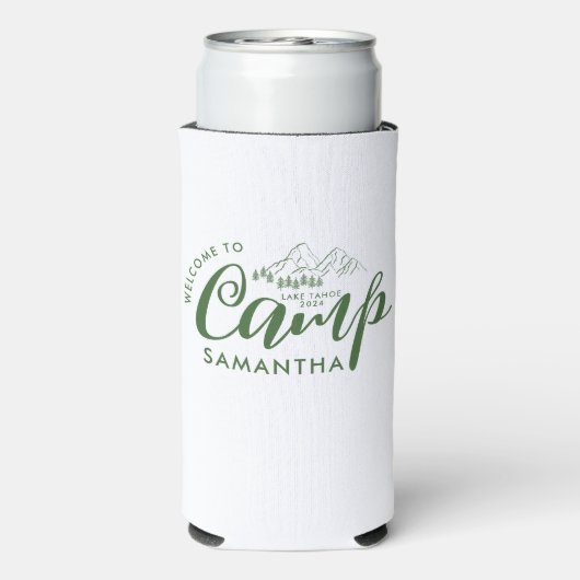 Aangepaste Kamp Bachelorette Feest Moderne Landeli Seltzer Blikjeskoeler (Seltzer Achterkant)