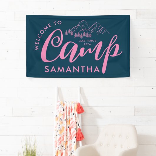 Aangepaste Kamp Bachelorette Feest Moderne Landeli Spandoek (Insitu)