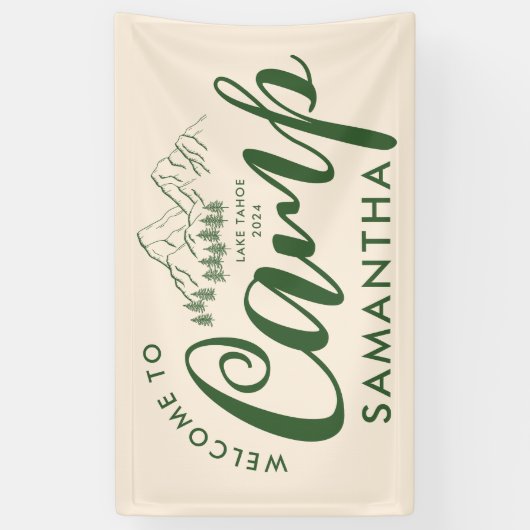 Aangepaste Kamp Bachelorette Feest Moderne Landeli Spandoek (Verticaal)