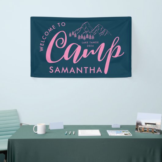 Aangepaste Kamp Bachelorette Feest Moderne Rustiek Spandoek (Beurs)