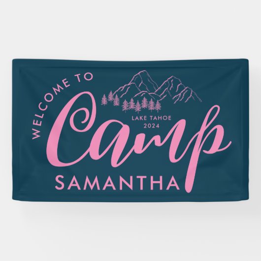 Aangepaste Kamp Bachelorette Feest Moderne Rustiek Spandoek (Horizontaal)