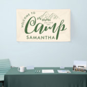 Aangepaste Kamp Bachelorette Feest Moderne Rustiek Spandoek (Beurs)