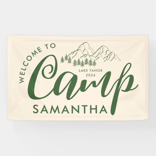 Aangepaste Kamp Bachelorette Feest Moderne Rustiek Spandoek (Horizontaal)