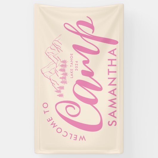 Aangepaste kamp bachelorette-feestje moderne rusti spandoek (Verticaal)