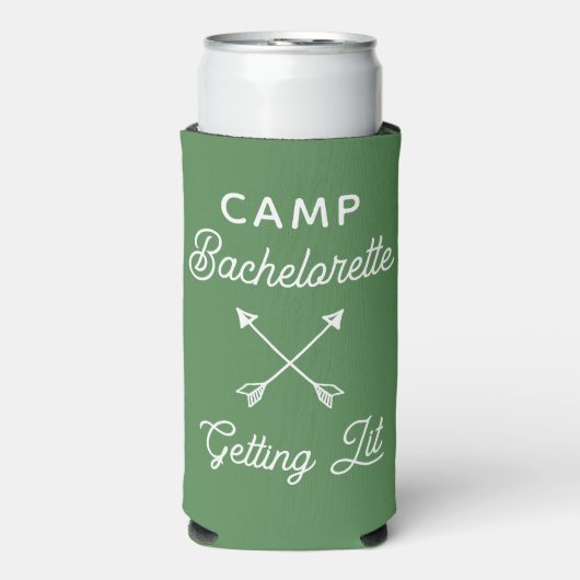 Aangepaste Kamp Bachelorette Groen Seltzer Blikjeskoeler (Seltzer Voorkant)