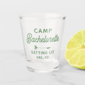 Aangepaste kamp bachelorette wordt verlicht shot glas (Voorkant)