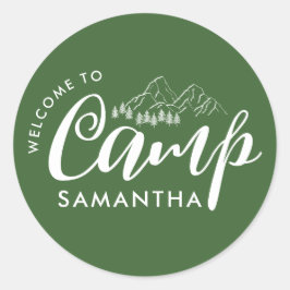 Aangepaste Kamp Verloofde Feestje Modern Rustiek Ronde Sticker