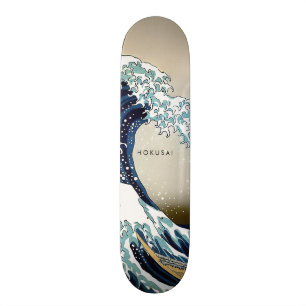 Aangepaste kanagawa-tekst met grote golven terugge persoonlijk skateboard