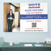 Aangepaste kandidaat foto QR-code politieke campag Spandoek (Beurs)