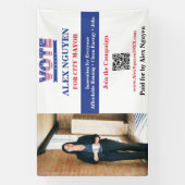 Aangepaste kandidaat foto QR-code politieke campag Spandoek (Verticaal)