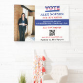 Aangepaste kandidaat foto QR-code politieke campag Spandoek (Insitu)