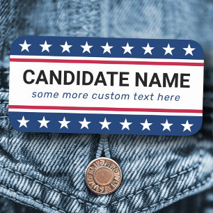 Aangepaste kandidaat-naam politieke campagne naam naamplaatje