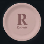 Aangepaste kaneel Roos Initiaal/voornaam/familiena Papieren Bordje<br><div class="desc">Maak de grote dag van je kleintje extra speciaal met onze "Happy 3rd Birthday Paper Borden". Deze borden zijn voorzien van een feestelijke en levendige afbeelding met kleurrijke ballonnen,  waarmee het podium wordt gevormd voor een gedenkwaardig feest. Bestel onze "Happy 3rd Birthday Paper Borden"!</div>