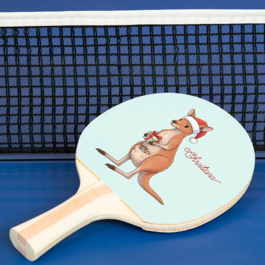 Aangepaste kangoeroe met kerstmuts Kerstmis Tafeltennisbatje (Insitu)