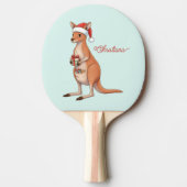 Aangepaste kangoeroe met kerstmuts Kerstmis Tafeltennisbatje (Voorkant)