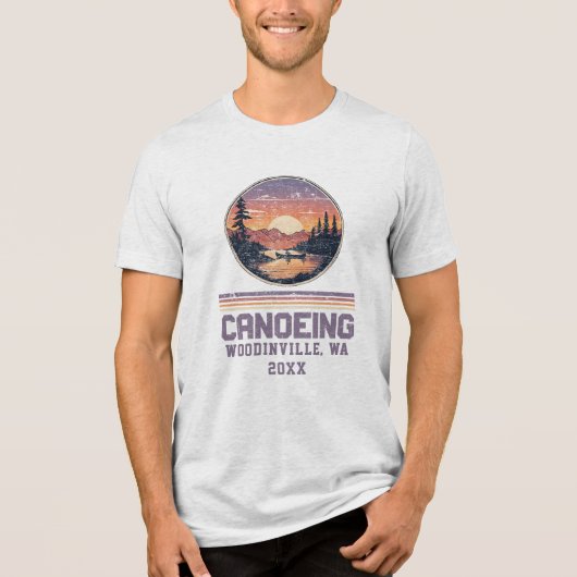 Aangepaste Kanovaren Lover Kano Locatie Datum Naam Tri-Blend Shirt (Voorkant)