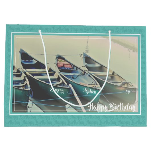 Aangepaste kanovendag op elke leeftijd groot cadeauzakje (Achterkant)