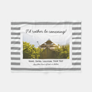 Aangepaste kanovende foto grijze en witte strepen fleece deken