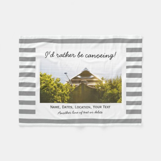 Aangepaste kanovende foto grijze en witte strepen fleece deken (Voorkant (Horizontaal))