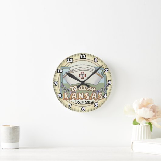 Aangepaste Kansas Nurse Clock Ronde Klok (Huis)
