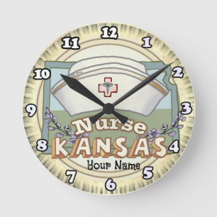 Aangepaste Kansas Nurse Clock Ronde Klok