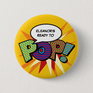 Aangepaste kant-en-klare POP-baby shower favor Ronde Button 5,7 Cm