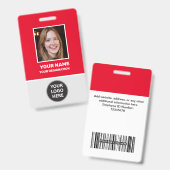 Aangepaste Kantoor werknemer foto, streepjescode,  Badge (Voor- en achterkant)