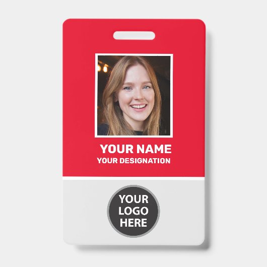 Aangepaste Kantoor werknemer foto, streepjescode,  Badge (Voorzijde)